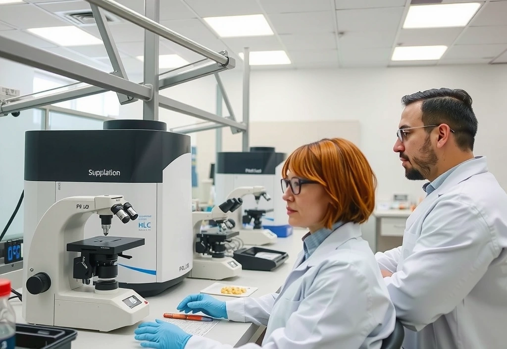 Advanced laboratory testing equipment analyzing natural supplement quality